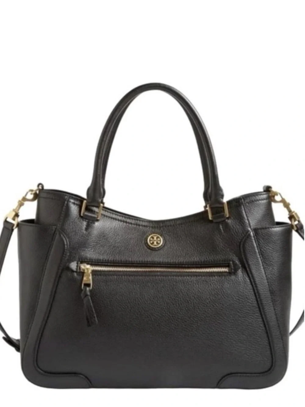 EUC TORY BURCH FRANCES PEBBLED LEATHER TWO HANDLE CONVERTIBLE CROSSBODY SATCHEL